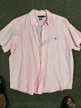 Polo by Ralph Lauren Light Pink Short-Sleeve Linen Button-Down